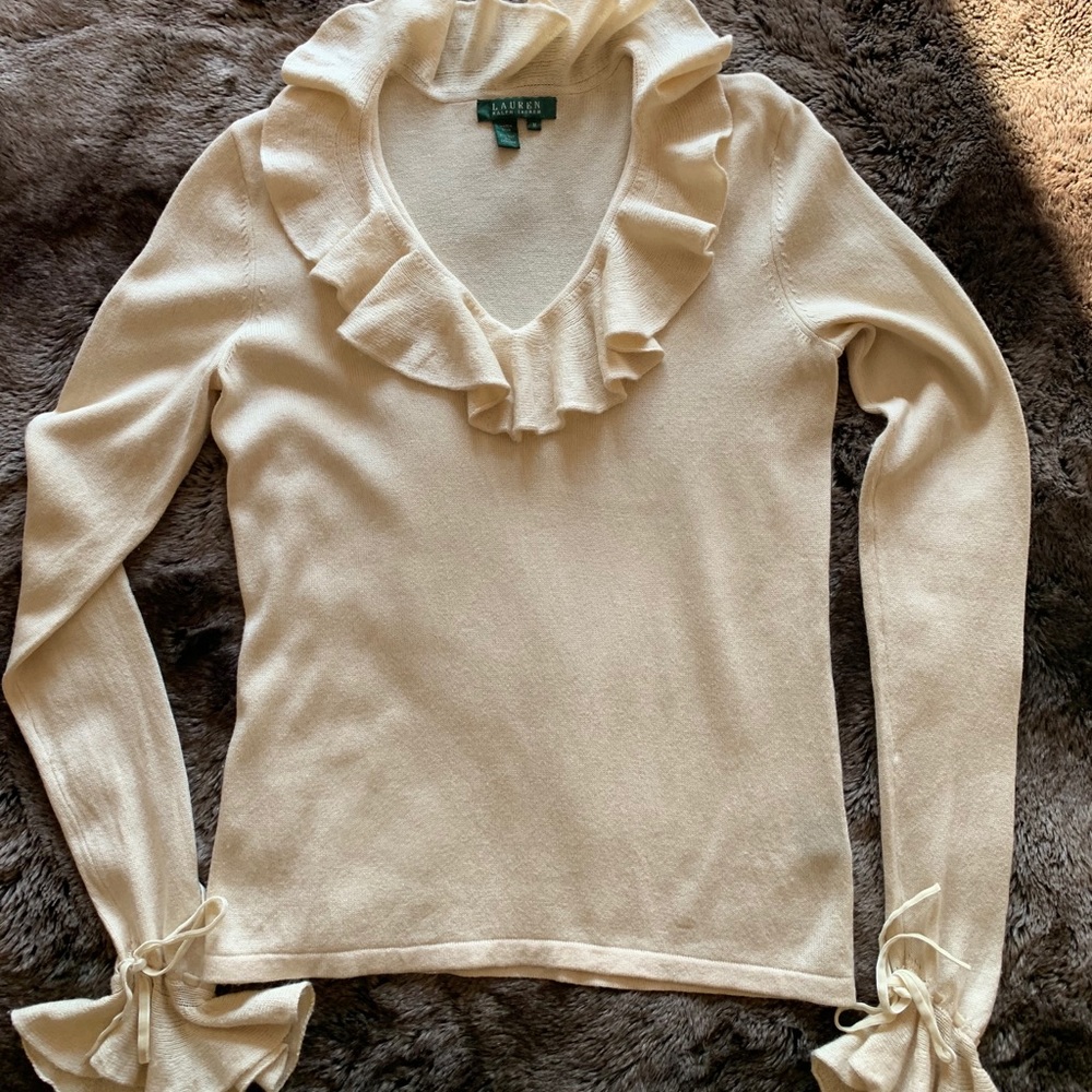 Ralph Lauren silk/cashmere ivory sweater Sz M
